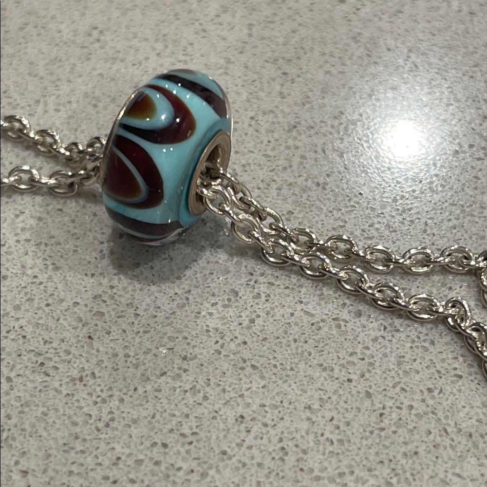 Chamilia Light Blue and Brown Charm Bead